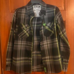 DIXXON Black and Green Plaid Button Down Shirt